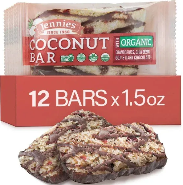 Jennies - Organic Goji Moji Raw Coconut Bar - 1.5 oz (Pack of 12)