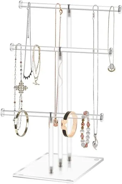 KETAWA Hanging Jewelry Organizer,Tiered Tabletop Countertop Free Standing Necklace Holder Display,3 Tier Jewelry Display Necklace Holder Stand