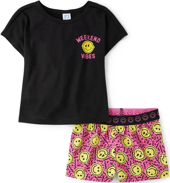 The Children's Place Girls Sleeve Top and Shorts 2 Piece Pajama Set