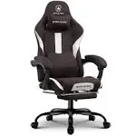 Lucklife Gaming Chair Computer Chair with Footrest and Lumbar Support for Office or Gaming, Black