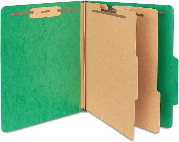 Staples Moisture Resistant 2-Dividers 2.5" Expansion Letter Size Green 10/Box