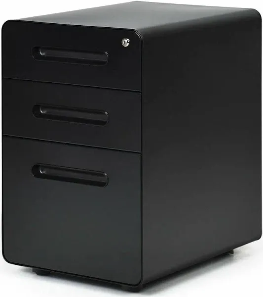 3-Drawer Mobile File Cabinet with Anti-Tilt Mechanism