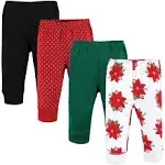 Hudson Baby Infant Girl Cotton Pants and Leggings, Poinsettia