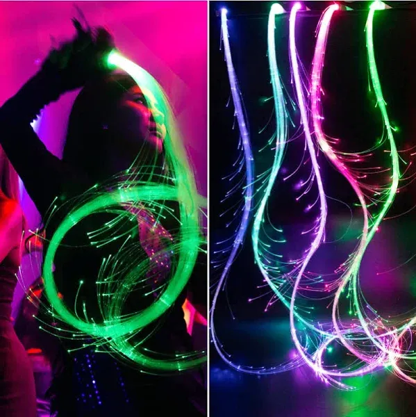 Rechargeable Fiber-optic Whip LED-Optical Fiber-Dance Whips 360°-Swivel Whip Toy