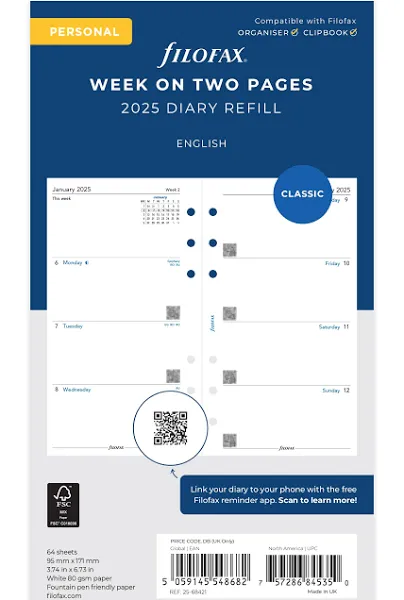 Filofax Personal Week on Two Pages 5 Language 2025