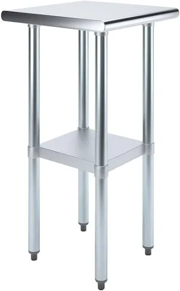 Amgood 18 in. x 18 in. Stainless Steel Table with Shelf, Metal