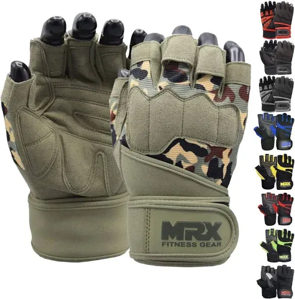 MRX Weightlifting Gloves for Men Workout Gloves Mens Wrist Support Lifting Gloves Male Gym Gloves | Workout Gym Accessories for Men Weight Lifting Fingerless Gym Exercise for Powerlifting