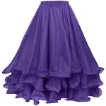 Bellylady Belly Dance Skirt Halloween Tribal Chiffon Tiered Maxi Full Skirt-Purple