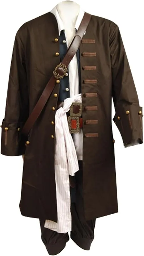 Men's Medieval Pirate Jacket Steampunk Coat Captain Adult Halloween Cosplay Costume