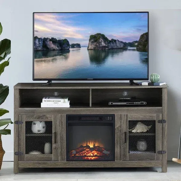 58 in. Farmhouse TV Stand with Electric Fireplace