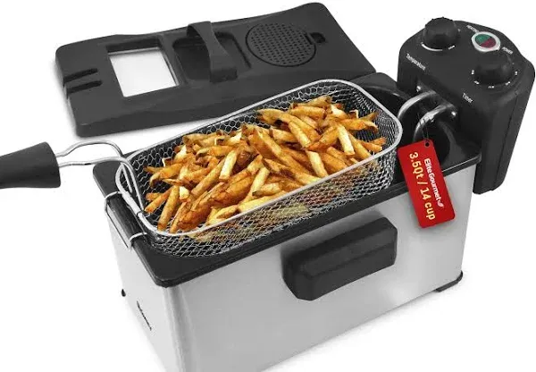 Elite Gourmet 3.5 qt Electric Immersion Deep Fryer with Lid