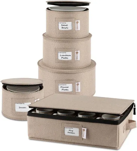 Hard Shell China Storage Containers 5-Piece Set Moving Boxes for Dinnerware, and