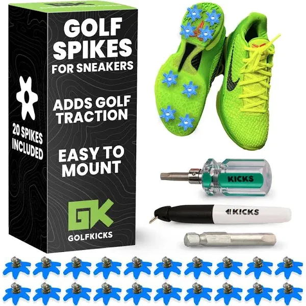 Golfkicks Golf Traction Kit for Sneakers with DIY Golf Spikes - Black