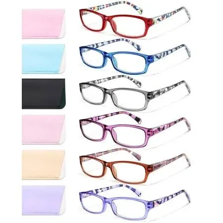 Gaoye Reading Glasses for Women, 6 pack Fashion Readers for Women Men Spring Hinge Eye Glasses, Blue Light Reading Glasses Anti Eyestrain