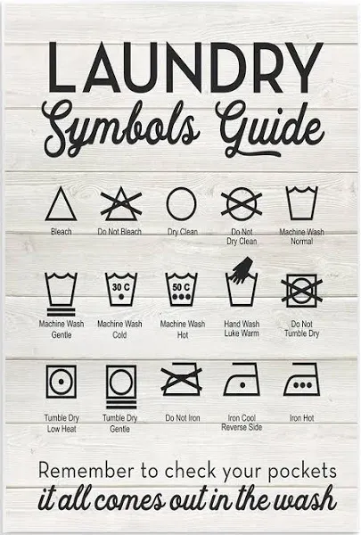  Laundry Symbols Guide Typography Wall Plaque, 10x15, Multi-Color 10 x 15