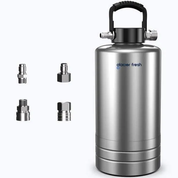 Glacier Fresh Portable RV Water Softener, 16,000 Grain with Stainless Steel Garden Hose Quick Connects for RVs