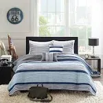 Intelligent 4-Piece Quilt Set Cotton/Microfi<wbr/>ber Antimicrobial, Blue, Twin/TwinXL