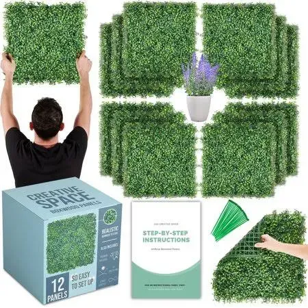 CREATIVE SPACE Artificial Grass Backdrop Decor Wall Panels, 20in x 20in, 12 Pack