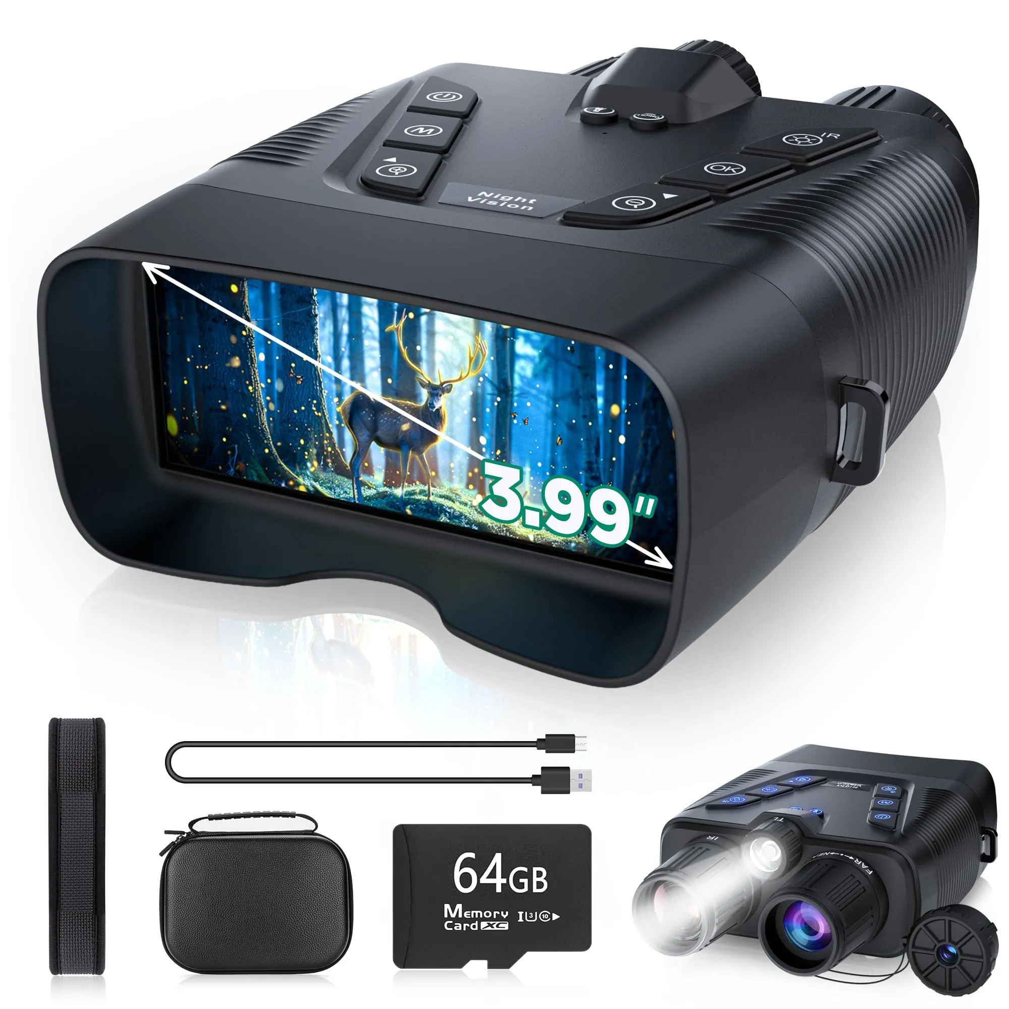 WASOCA Night Vision Goggles 58MP 4K 10000mAh Binoculars Z098 - BLACK