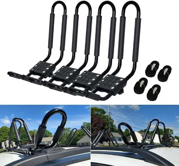 ECOTRIC J-Bar 2 Pairs Universal Kayak Canoe Top Mount Carrier Roof Rack