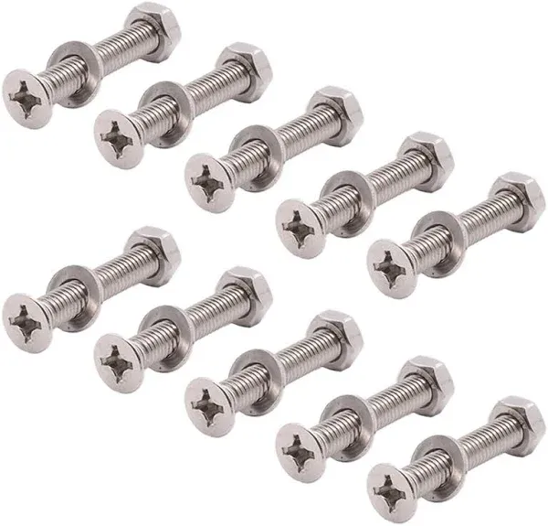 BoxerTool Airline-Style Track Fastener Pack, Pack of 10 Sets of Bolts, Nuts, and Washers, Quickly Install and Secure L Track Tie Down Systems to Your Pickup Truck, Van, Or Trailer