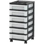 Iris 6 Drawer Storage Cart with Organizer Top Black