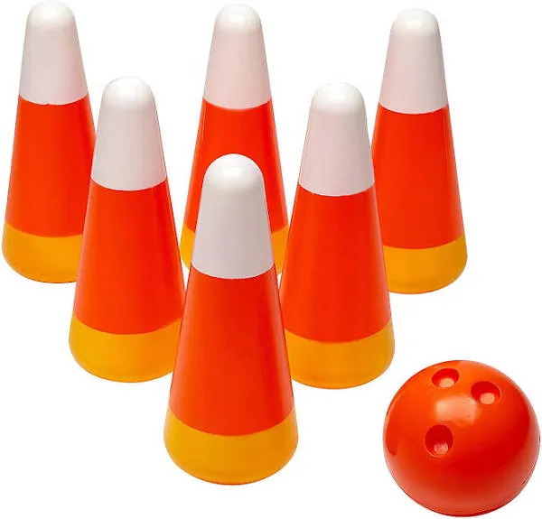 Fun Express Candy Corn and Pumpkin Bowling Set Fall and Halloween Toys