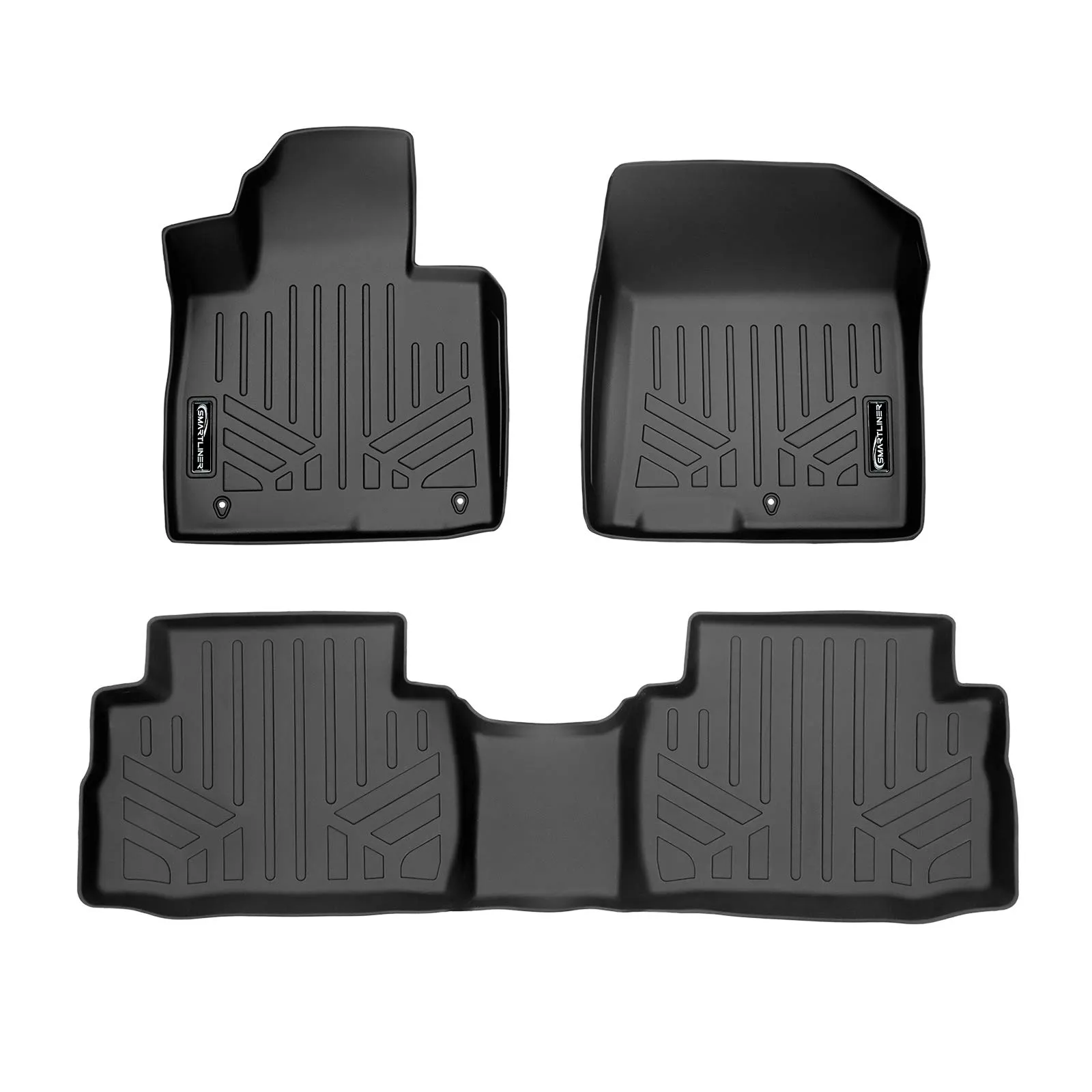 Smartliner SA0550-B0550 Custom Fit All Weather Black 2 Row Floor Mat Liner Set for 2021-2023 Hyundai Santa Fe