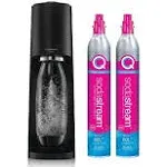 SodaStream Terra Sparkling Water Maker With Co2 Cylinders and Bottle, Black (3 ct)