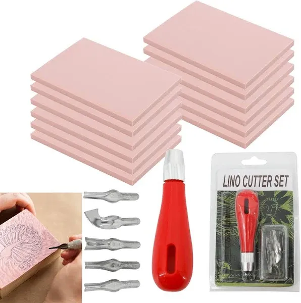 12PCS Rubber Carving Blocks Linoleum Block 4&#034;x6&#034; Rubber Stamp Carving Blocks ...