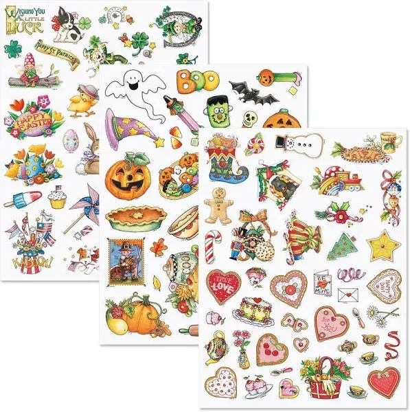 Mary Engelbreit Year-Round Holidays Sticker Value Pack 6 Sheets