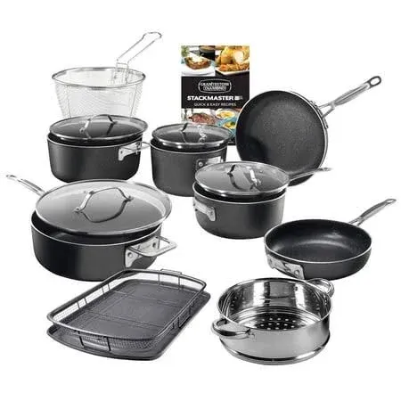 Granitestone 15 Piece Stackmaster Pro Series Stackable Cookware Set - Hard Anodized, Non-Stick