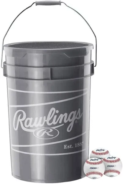 Rawlings R100P Exclusive Edition High School Baseball 24 Bucket 24 ball pack with bucket White