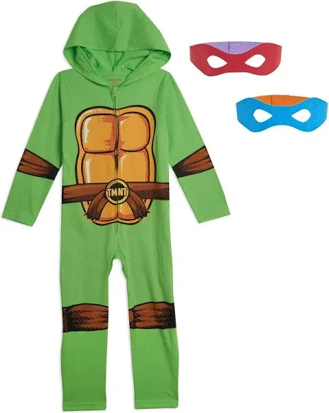 Teenage Mutant Ninja Turtles Zip Up Cosplay Costume Coverall and Masks Newborn to Adult Sizes (0-3 Months - 2XL)