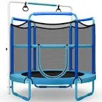 5' Kids 3-in-1 Game Trampoline with Enclosure Net Spring Pad - Orange