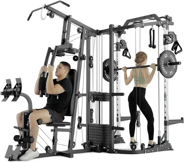 Smith Machine Power Cage Multi-Function Home Gym System