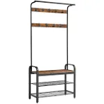 VASAGLE Coat Rack Hall Tree with Shoe Bench for Entryway Industrial