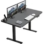 Vivo Electric 60” x 24” Stand Up Desk | Black Table Top, White Frame