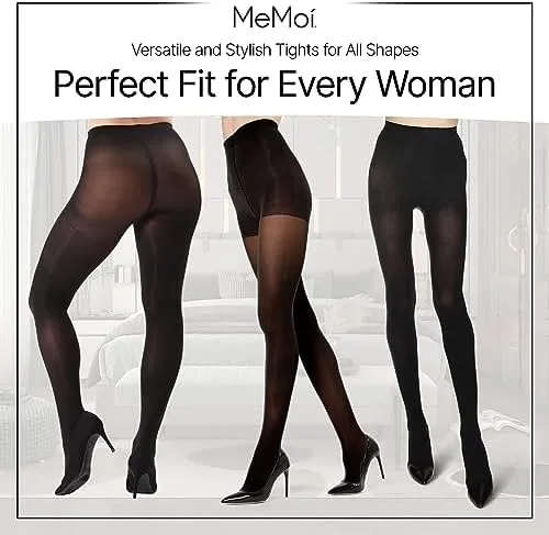 MeMoi Women's Perfectly Opaque Control Top Microfiber Tights