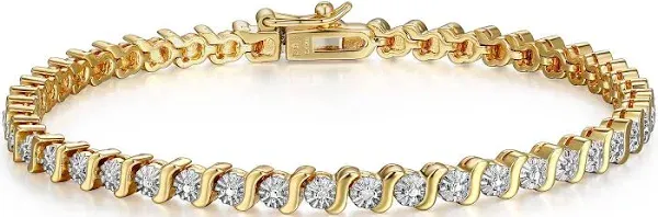 Forever Facets Women's Diamond Accent S-Link Tennis Bracelet