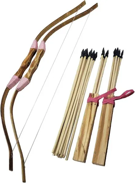 Adventure Awaits - 2-Pack Handmade Wooden Bow and Arrow Set - 20 Wood