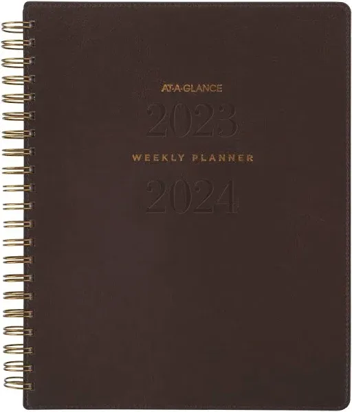 AT-A-GLANCE Signature Collection Academic Weekly/Monthly Planners, 11.5 x 8, Distressed Brown Cover, 13-Month (July-July): 2024-2025