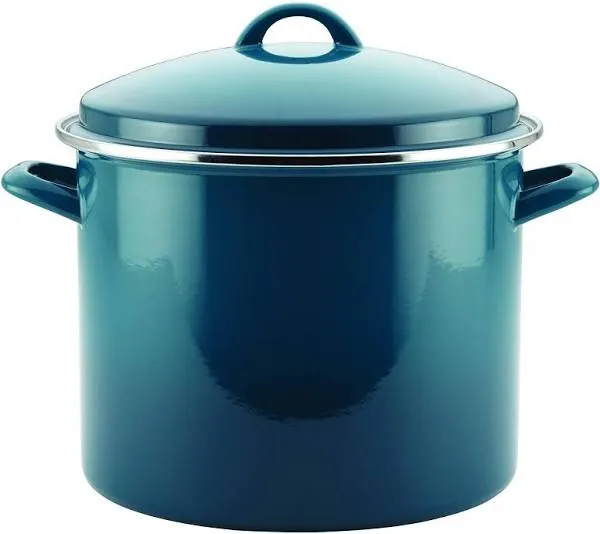 Enamel on Steel 12 QuartStockpot with Lid, Marine Blue