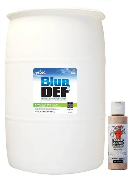 BlueDEF DEF001 Diesel Exhaust Fluid 55 Gallon Drum Bundle with DU-Most Walnut Hand Scrub Travel Size, 4 oz