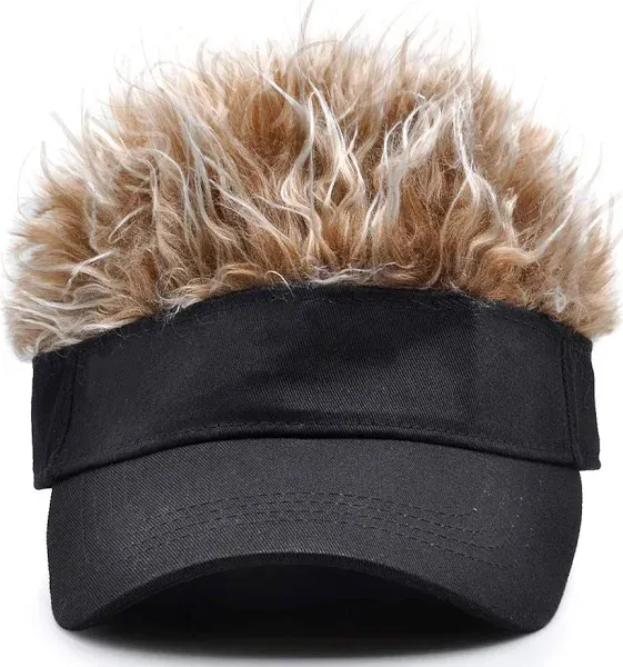 Regilt Adjustable Sun Visor Hat with Wig Spiked Hairs Fashion Baseball Golf Cap for Men & Women