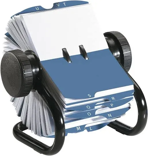 Rolodex™ Open Rotary Business Card File with 24 Guides, Holds 400 2.63 x 4 Cards, 6.5 x 5.61 x 5.08, Metal, Black ;