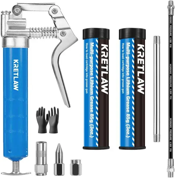 Mini Grease Gun (3000PSI) with Double 3oz Cartridge Grease and 12&#039;&#039; Flex Hose...