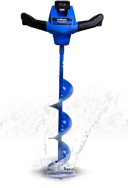 LANDWORKS ICE AUGER POWER HEAD W/STEEL 8&#034;X39&#034; BIT HEAVY DUTY GUO003 - BLUE