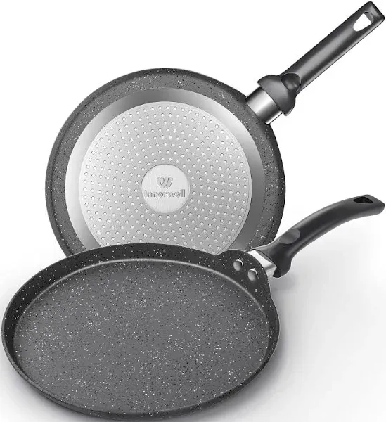 Nonstick Crepe Pan, 11 Inch Granite Coating Flat Skillet Dosa Tawa Tortilla Pan 