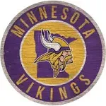 Minnesota Vikings Sign Wood 12" Round State Design